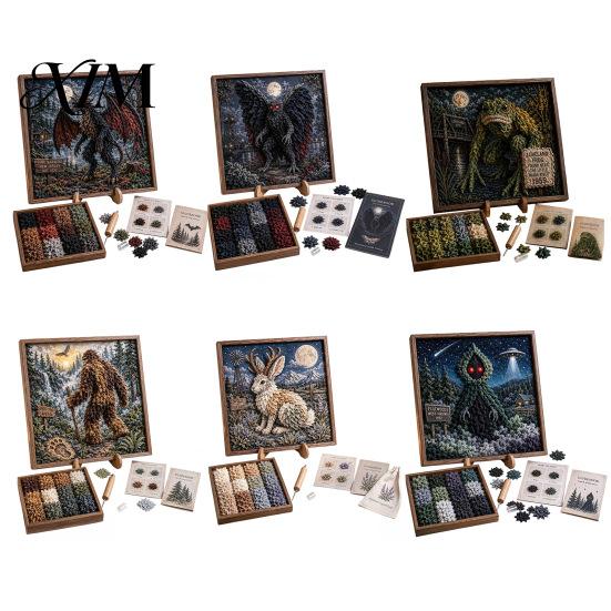 Zestaw do Artystycznego Wciskania Tkanin 3D DIY, Kreatywny Zestaw Rękodzieła, Projekty Leśne Fantasy Zwierzęta Zestaw do Prasowania dla Dorosłych Początkujących,