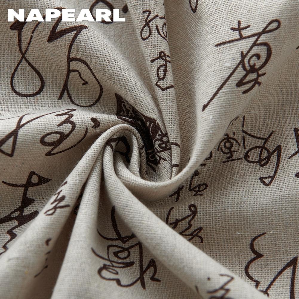 1PC NAPEARL Artistic Chinese Calligraphy Pattern Tassel Decoration Semi Blackout Curtain for Windows Balcony Bedroom and Living Room Home Decor