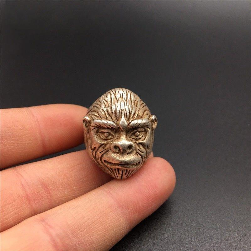 Collection Old Chinese Tibet Silver Handmade Monkey Ring Superb Ornament Gift