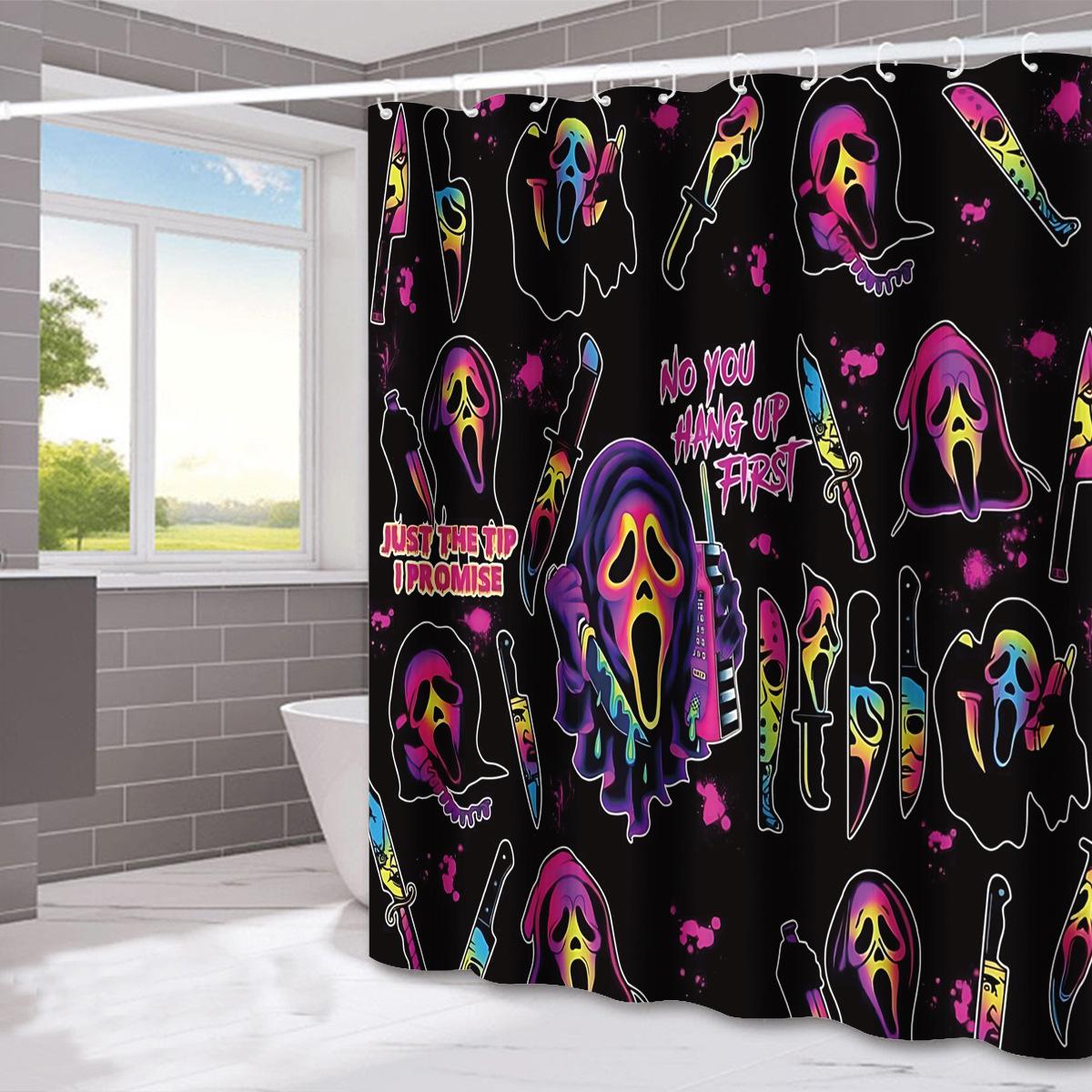 

Halloween Bat Spirits Washable Dirt-Resistant Shower Curtain Shower Head Waterproof Polyester Bath Curtain For Home Decor W90*H180(CM)-1 Pcs
