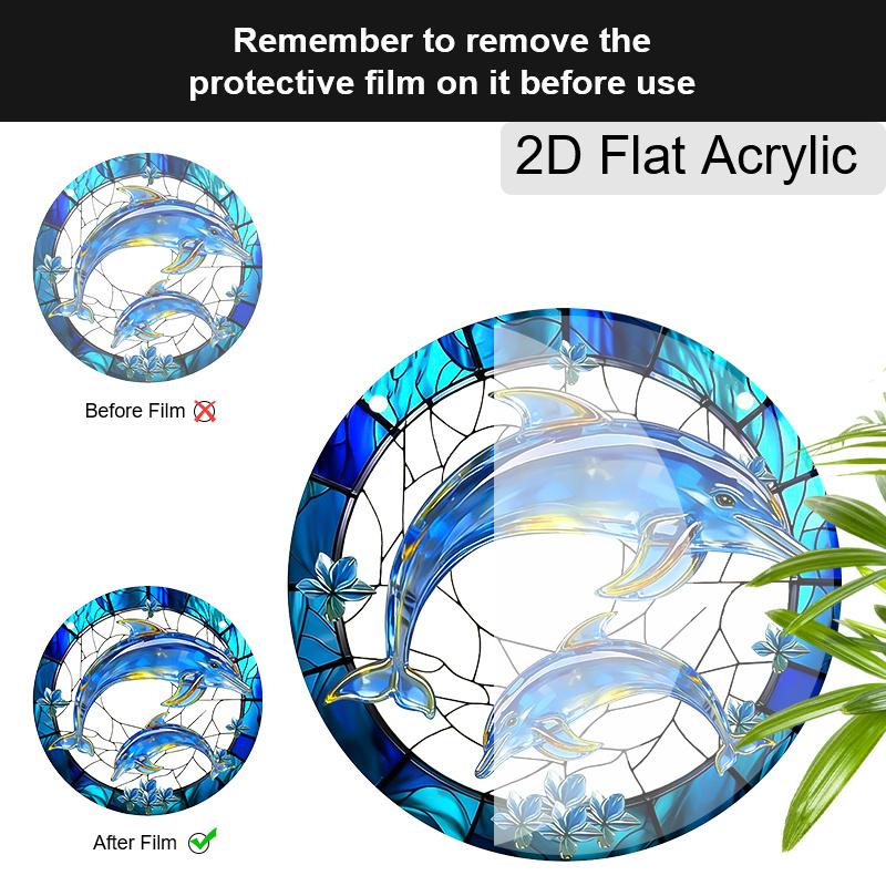Acrylic Dolphin & Calf Suncatcher Stained Glass Effect Window Hanging Ornament Ocean Themed Gift for Home