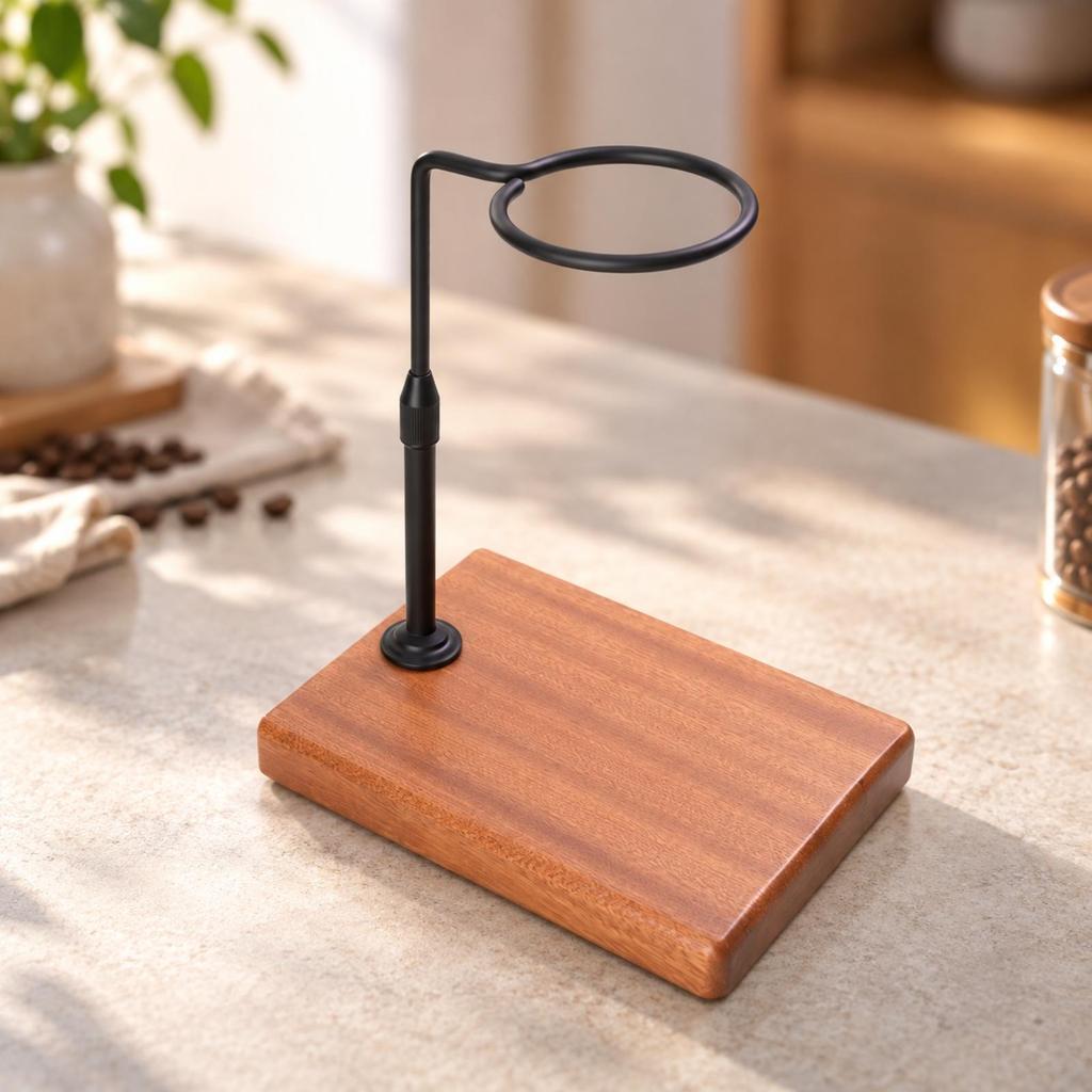Adjustable Solid Wood Coffee Dripper Stand with Glass V60 and Server Set
