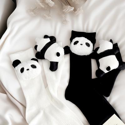 Socks Sweet Cute 3D Panda Doll Medium Socks Women's Striped Personalized Versatile Socks
