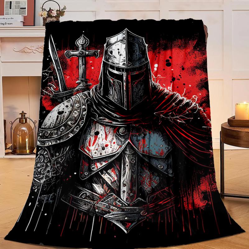 1PC Knights Templar Symbol Flannel Blanket Gift, Suitable for Both Men And Women, Soft Ideal for Beds And Sofa, Birthday Or Christmas Gift