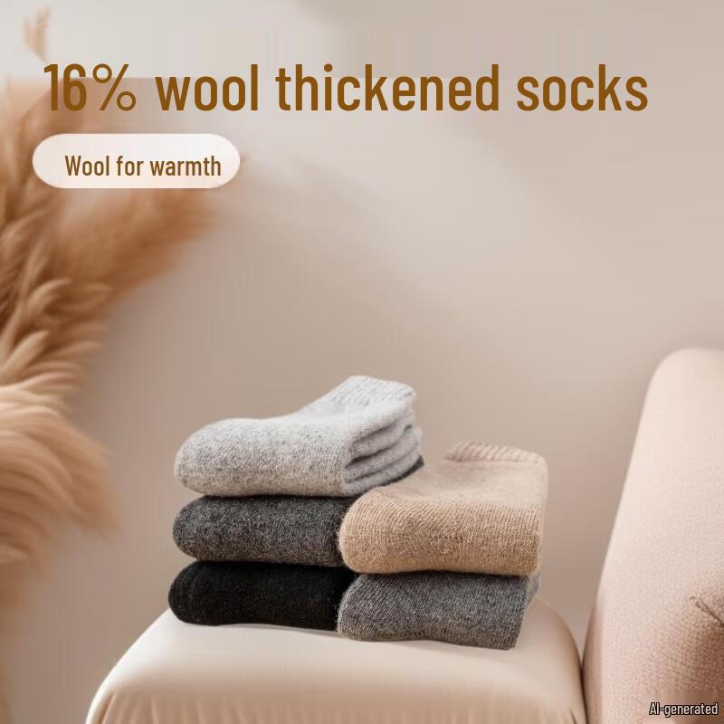 JINGRX Herren Wintersocken aus Wolle (4-Paar-Packung)