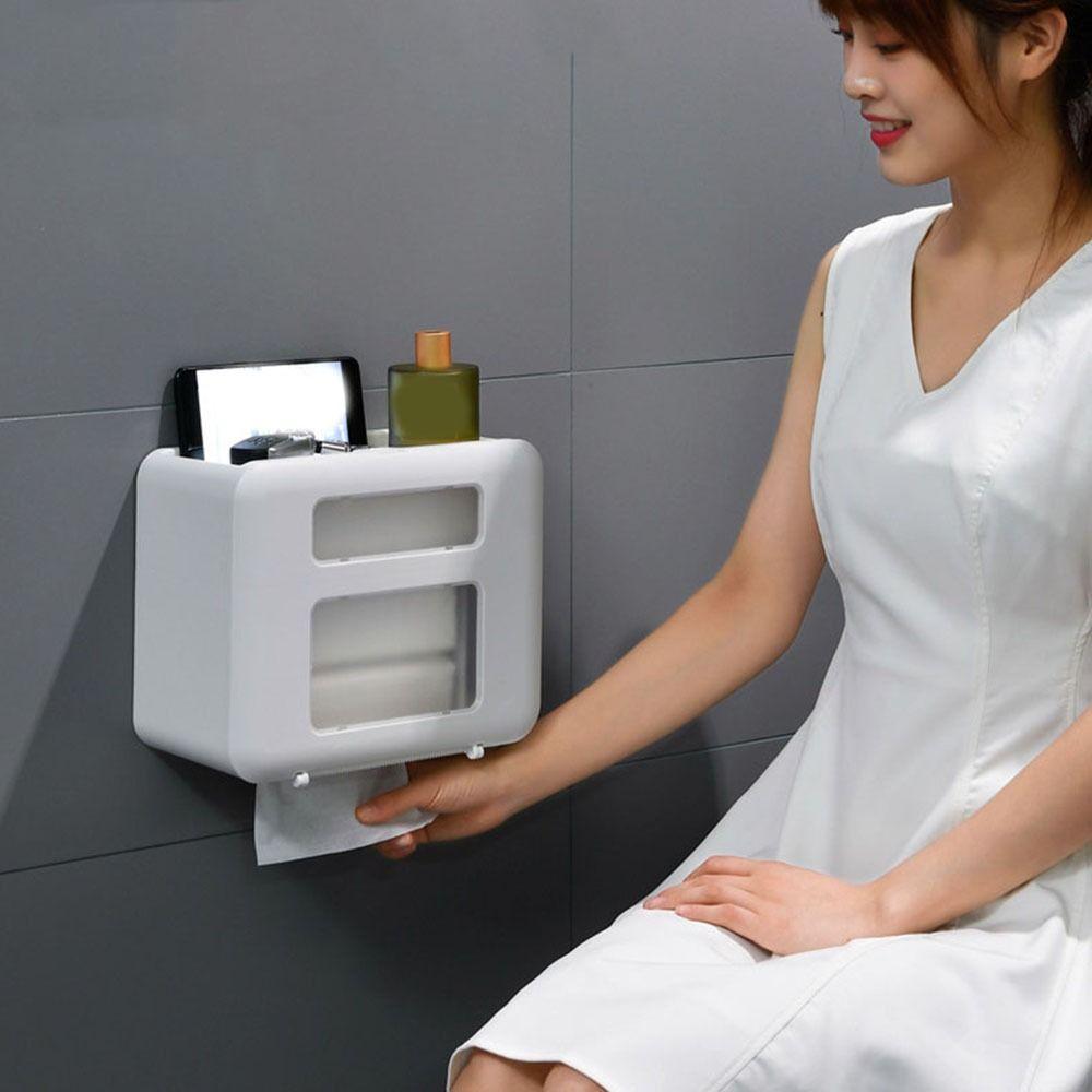 Wall Mounted Toilet Paper Box Large Capacity Roll Paper Storage Rack Sundries Storage Box  for Home