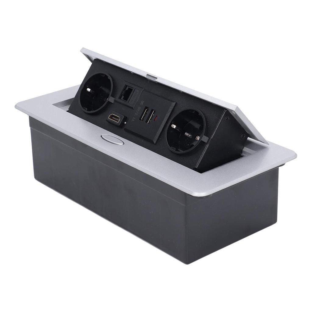 Desktop Socket 16A Power Strip Table Connection Box Dual USB EU Standard AC 250V Welding Free for Of