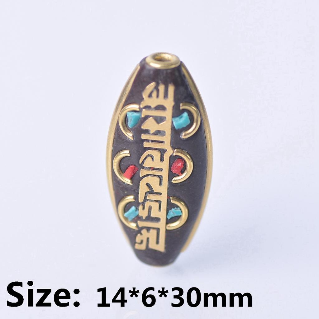 Handmade Nepalese Buddhist Tibetan Brass Metal & Clay Loose Craft Beads for Necklace Jewelry Making DIY
