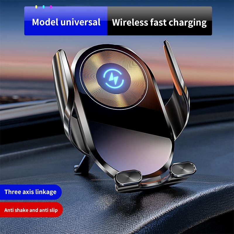 Magic clip A6 three-axis linkage double induction automatic opening and closing luminous wireless charging mobile phone car bracket