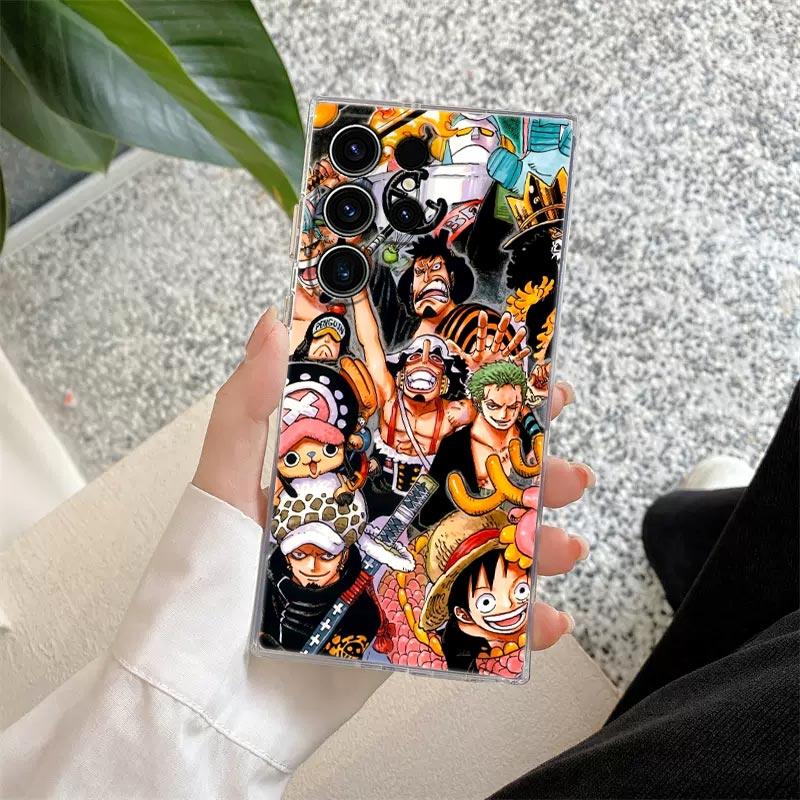 One P-Piece Kid Law Luffy Anime S26Ultra Case For Samsung Galaxy S25 S26 S24 S23 Ultra S22 S20 Plus S21 FE A57 Clear Phone Cover