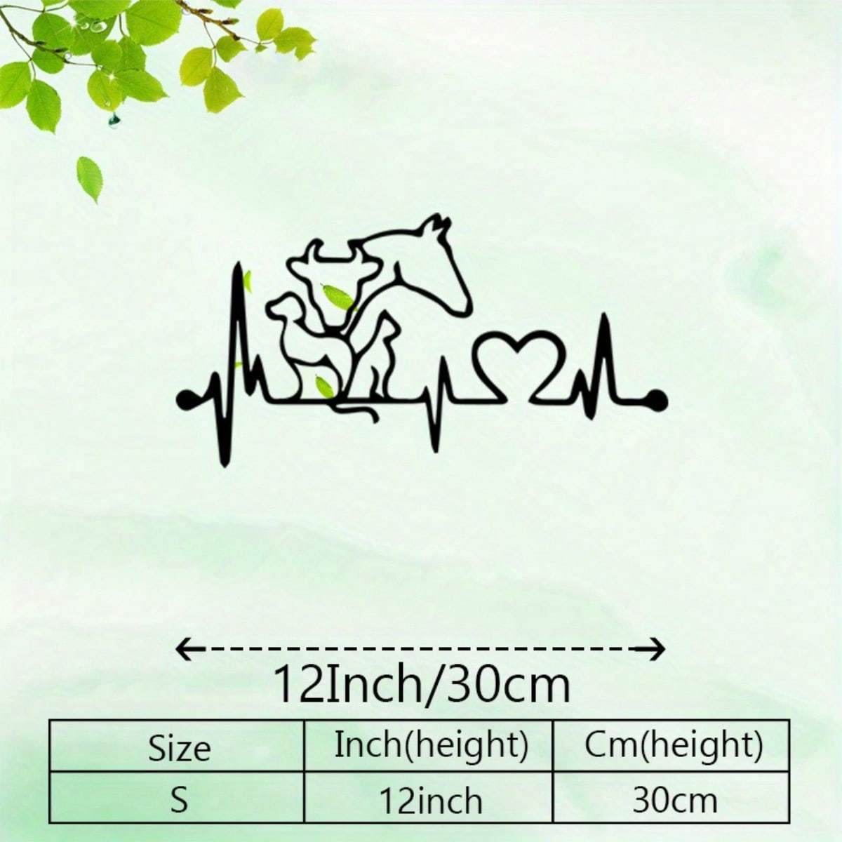 Vintage Metal Wall Art Heartbeat Cow Silhouette Rustic Farmhouse Decor Iron Home Gift