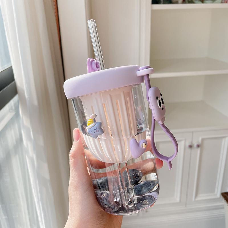

Summer Lemon Cold Brew Plastic Straw Cup Cute Large Capacity Drinking Water Cup For School Girl Children Coffee Cups фіолетовий