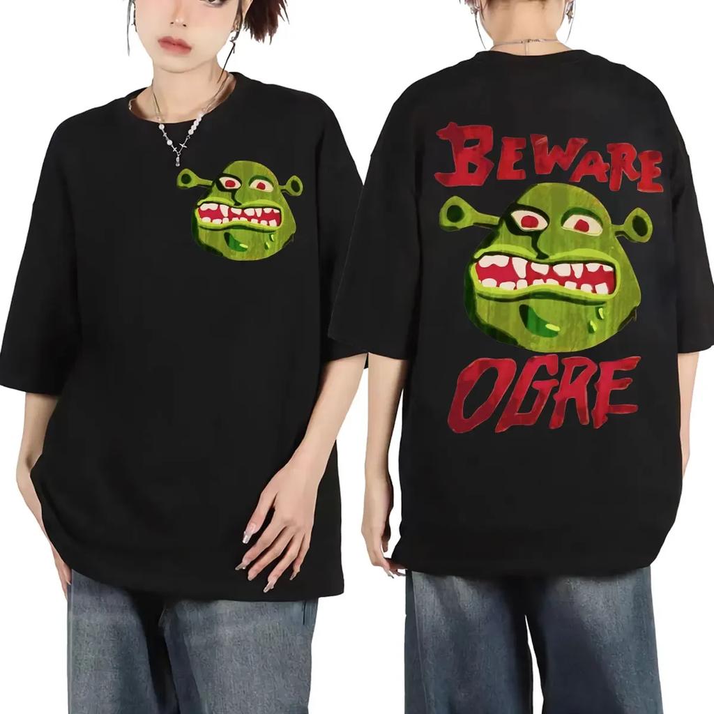 Classic Anime Film Shrek Graphic Print Short Sleeve Oversized Double Print T Shirt for Men Women Vintage T-shirt Top Fashion