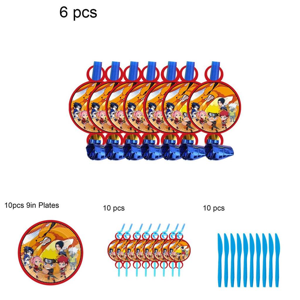 Živé párty potřeby k narozeninám s tématem Naruto Ninja Včetně bannerů a ozdob na dort