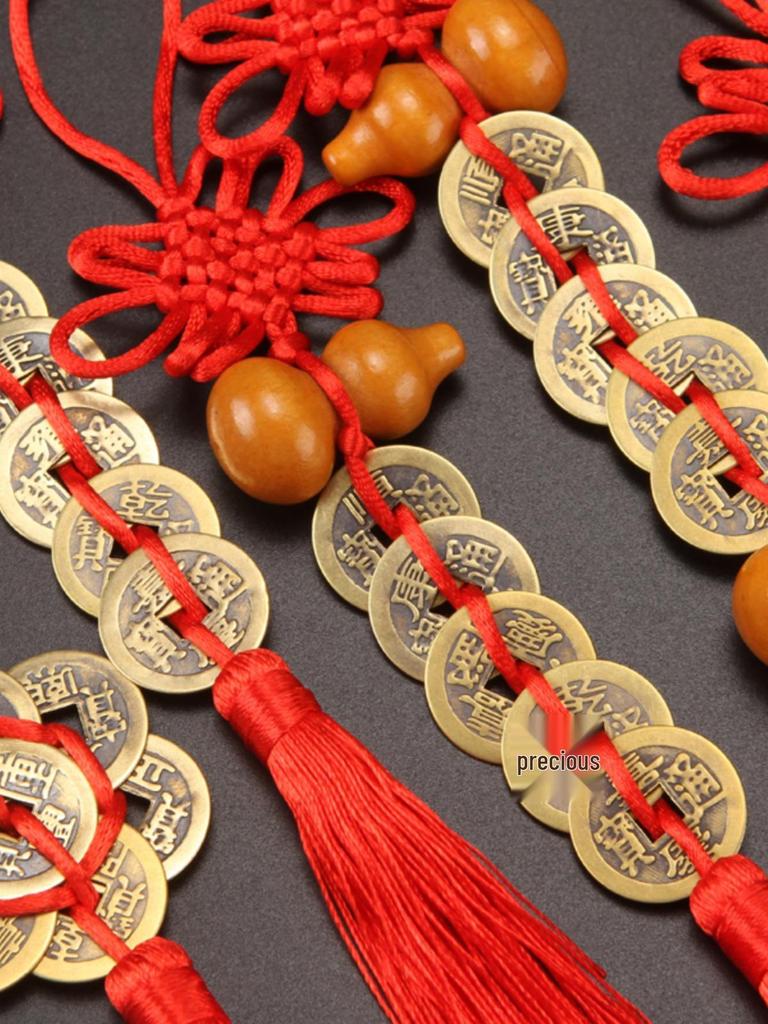 Chinese Knot Five Emperors Coins Gourd Door Hanging Decoration for Housewarming