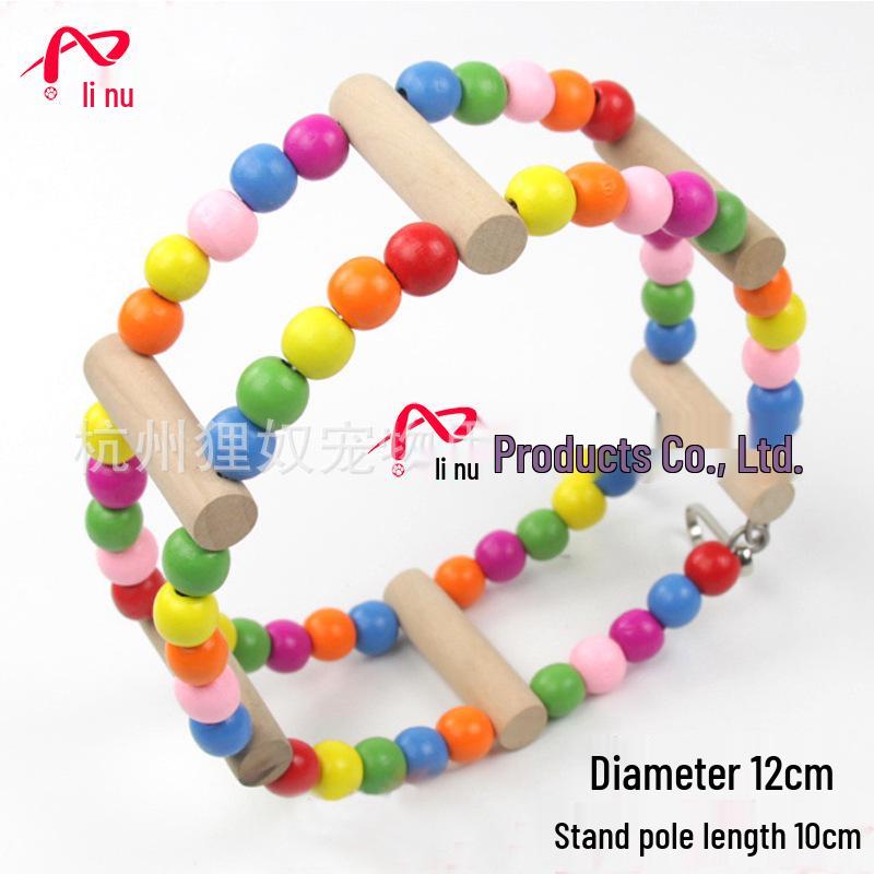 Bird Climbing Wheel & Swing: Parrot Perch, Grinding Ladder & Double Ring. 6-Step Double Ring Ladder (Wood Perch, 10cm Width)