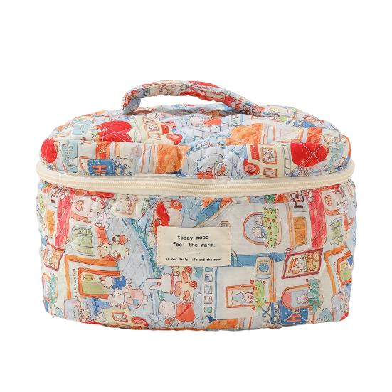 Portable Cosmetic Bag Colorful Print Zipper Closure Large Capacity with Handle Portable Wash Pouch Multi-function Item Storage Bag Travel Toiletry Bag