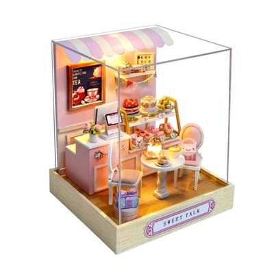 DIY Wooden Miniature Dollhouse Kit Cake Handmade Interior Design for Stylish 3D Puzzle "Sweet Shop" Beginners, Gift,