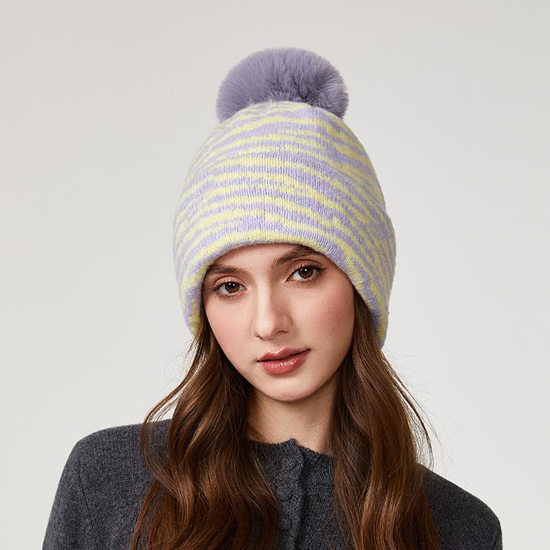 Zebra Knitted Hat Warm Cap Women's Winter Outdoor Thick Ear Protection Wool Cap