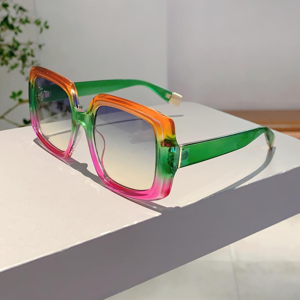 KAMMPT Kwadratowe Okulary Przeciwsłoneczne Oversize Damskie Moda Vintage Wielokolorowe Outdoorowe Okulary Przeciwsłoneczne Modna Marka Stylowe Oprawki na Wakacje