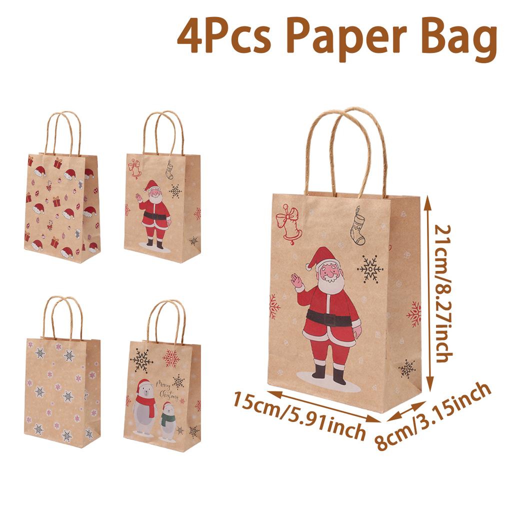 Christmas Kraft Paper Gift Bags Merry Christmas Decorations for Home 2025 Xmas Gift Candy Handy Bags Navidad Natal New Year 2026