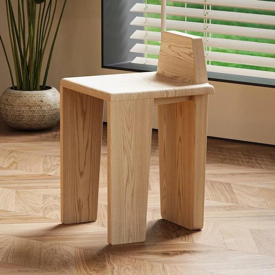 Household Nordic Solid Wood Living Room Stool Modern Simple Ash Wood Dining Chair Multi-functional Shoe Changing Stool