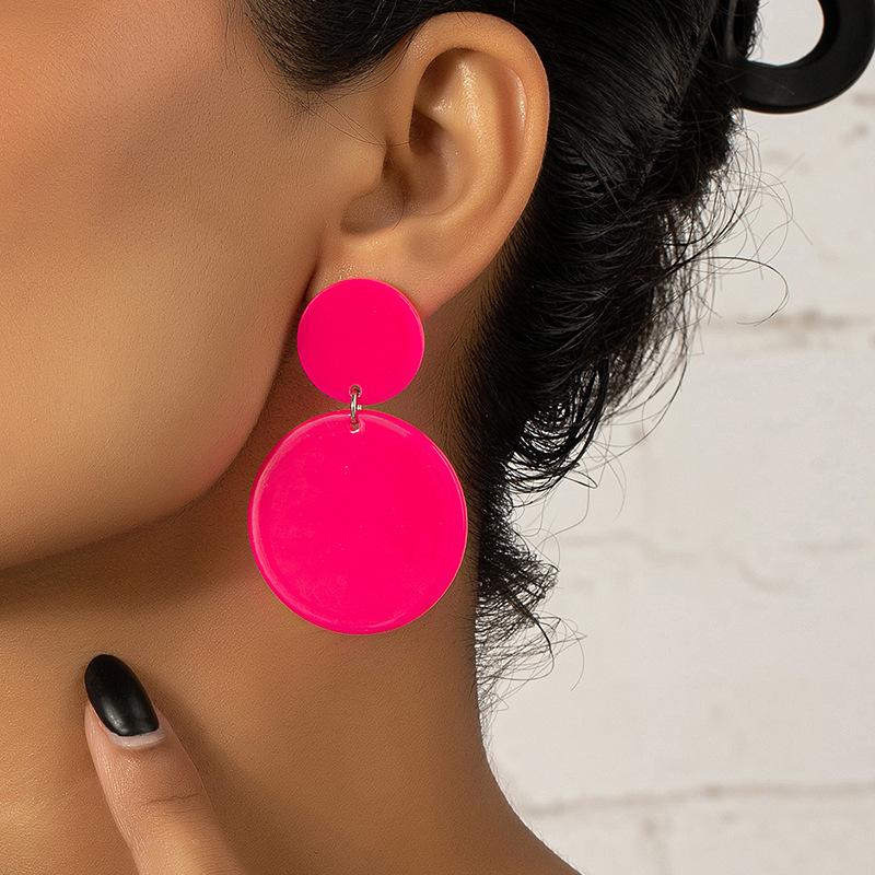 Elegante Geometrische Acetat Lange Hängeohrringe: Vielseitiger europäischer und amerikanischer Stil red