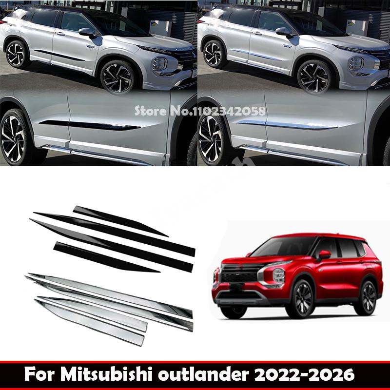 For Mitsubishi Outlander -2026 ABS Black Side Door Body Molding Line Cover Trim Side Anti-scratch Protector Strips Trim
