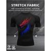 Men's Black Compression T-Shirt with Red Blue Gradient Dragon Print, High Stretch Quick Drying Breathable Gym Workout & MMA Martial Arts Training Top
