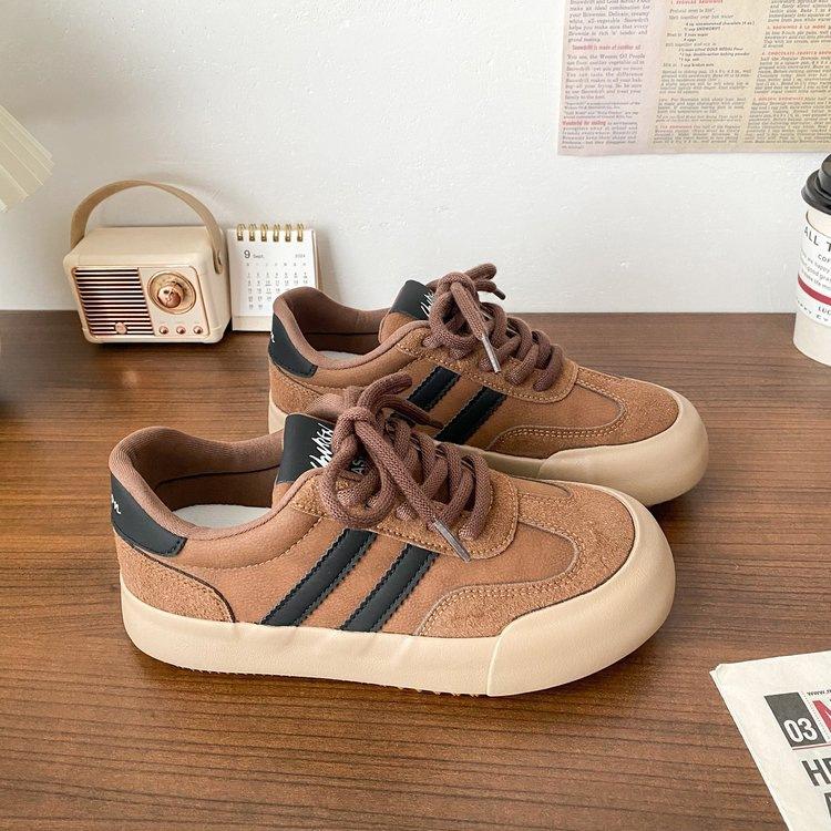 

American retro Maillard platform German training shoes women s 2025 spring new models show feet small versatile casual lace-up board shoes 40