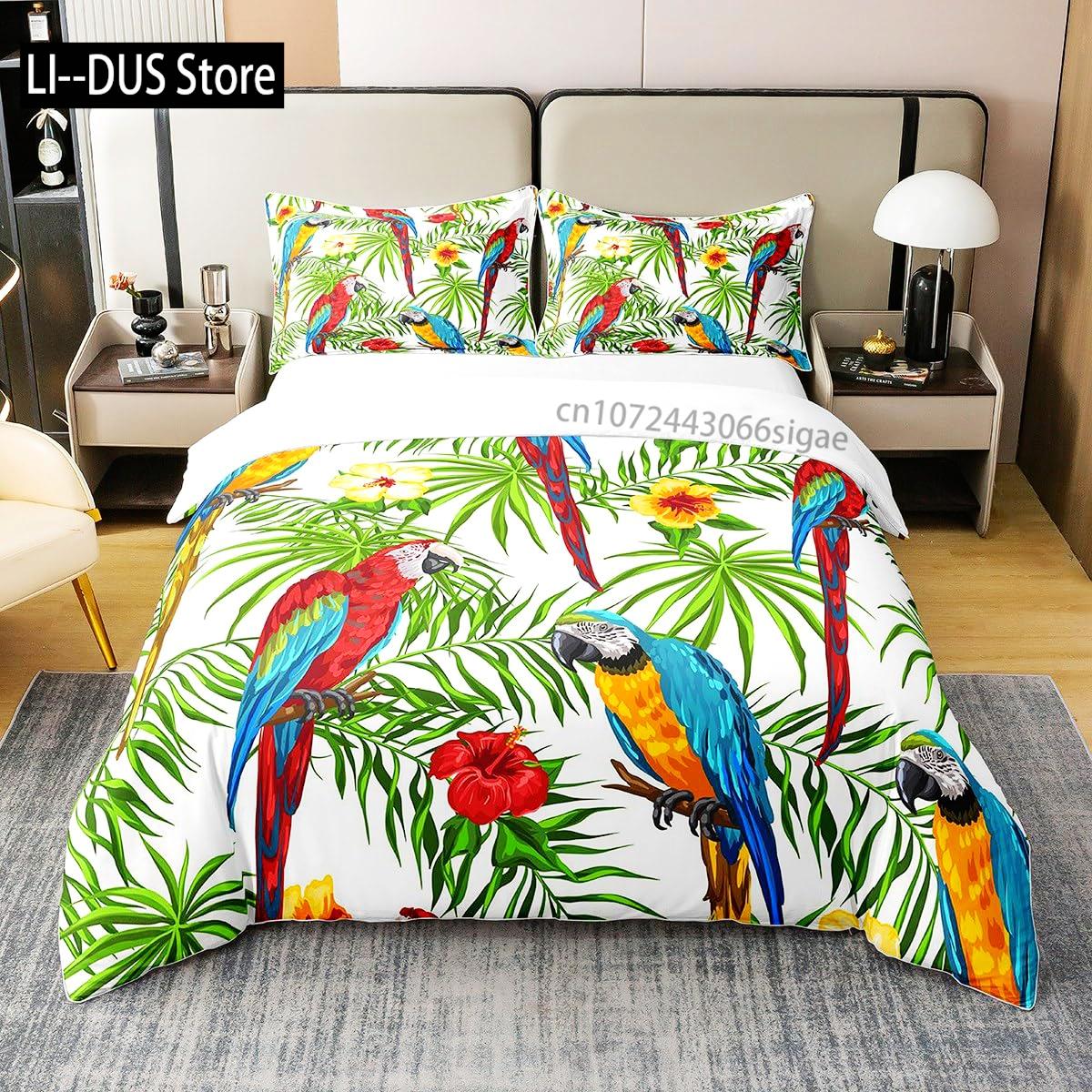 

Macaws Duvet Cover Set Full Size Colorful Parrots Bedding Set 3pcs for Boys Girls Room Decor Quilt Cover with 2 Pillowcases EU Single(135*200cm)3pcs