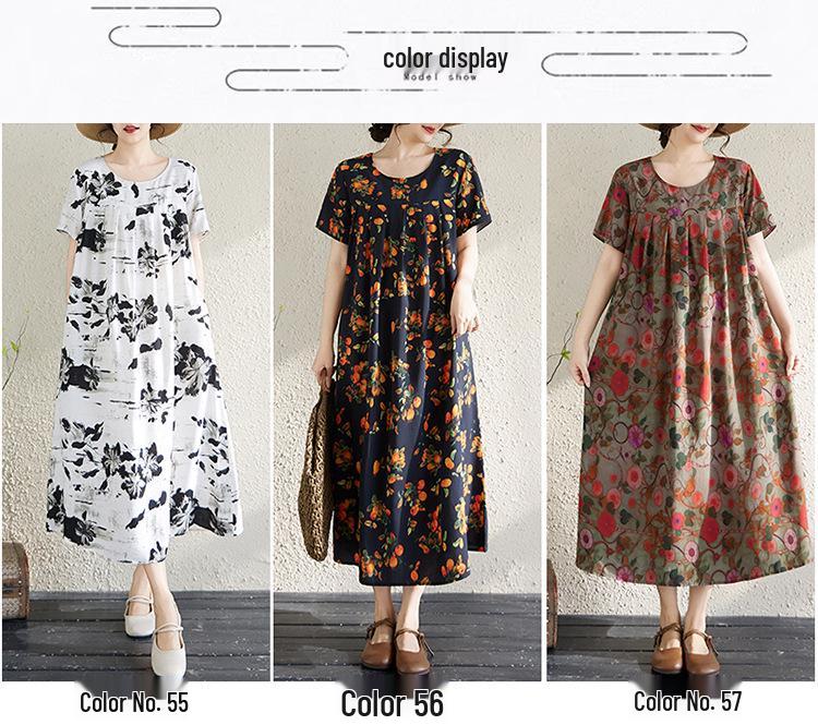 Summer Cotton Silk Loose Nightgown for Plus Size Women - Casual Mom Style Home Dress