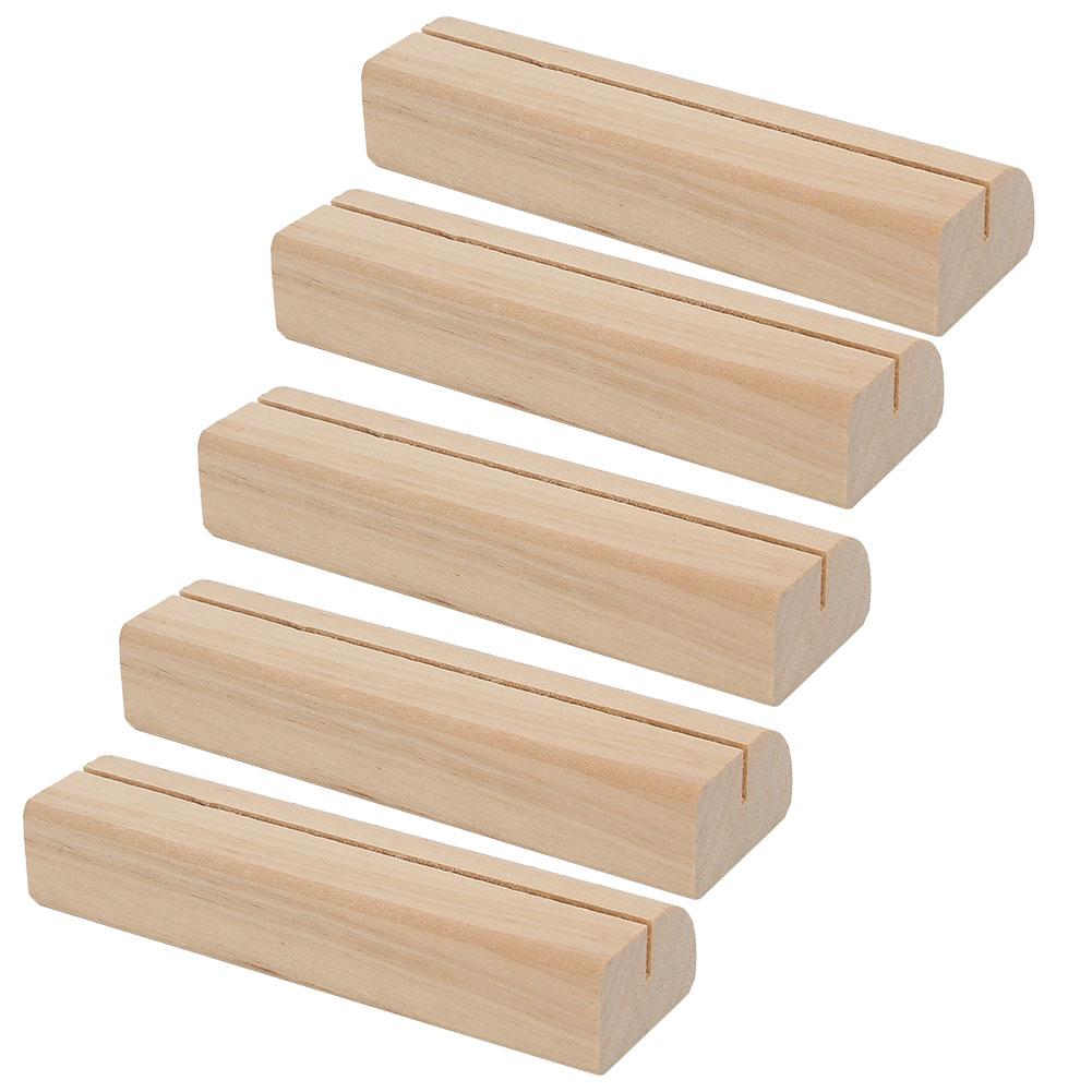 5 st Trä visitkortshållare Fotoställ Anteckningsklämma Inskrivningsmaterial(Ljus färg )