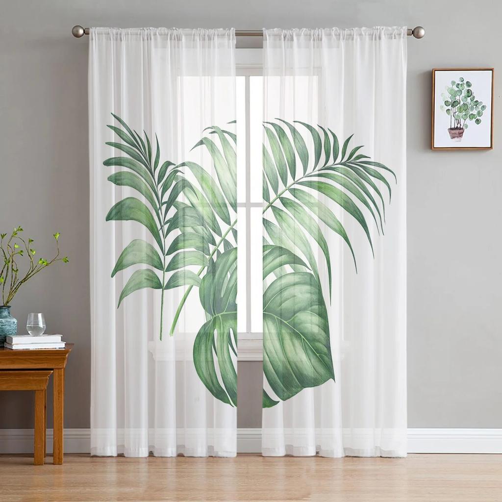 Tropical Plant Decoration Sheer Curtains Window Curtains For Living Room Bedroom Blinds Kids Room Home Decor