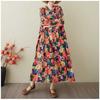 Ladies' Retro Niche Cloud Brocade Yarn Cotton Linen Hooded Printed Dress