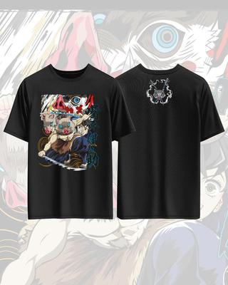 Demon Slayer Hashibira Inosuke Anime Printed Cotton Tshirt for Men and Women Casual Fashion Oversized Anime Peripheral Clothing