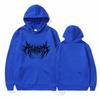 Goth-Band Herren Hoodie Kapuzenpullover, Stacheliges Metal-Band Logo Grafik auf der Brust, Warmer Fleece Pullover Sweatshirt für Sportliche Urbane Streetwear Outfits