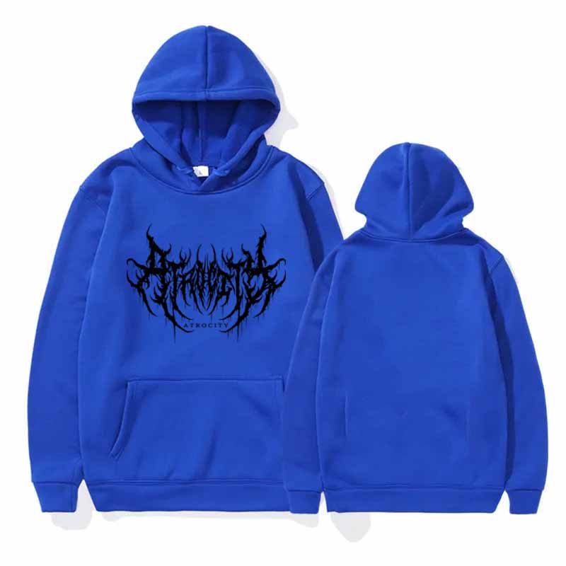 Goth-Band Herren Hoodie Kapuzenpullover, Stacheliges Metal-Band Logo Grafik auf der Brust, Warmer Fleece Pullover Sweatshirt für Sportliche Urbane Streetwear Outfits