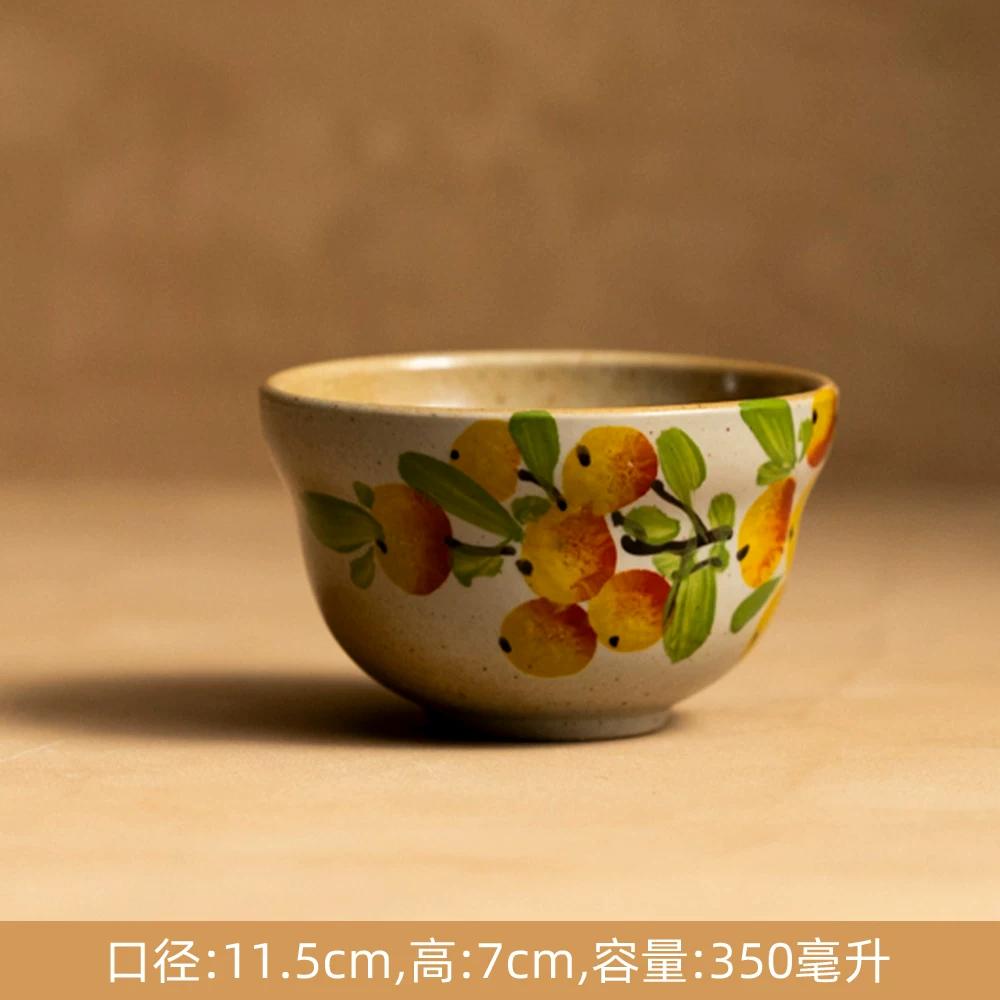 Creative Retro Pastoral Style Ceramic Bowl Hand-painted Flower Household Breakfast Bowl Soup Bowl Underglaze Color Chinese Tableware Jingdezhen