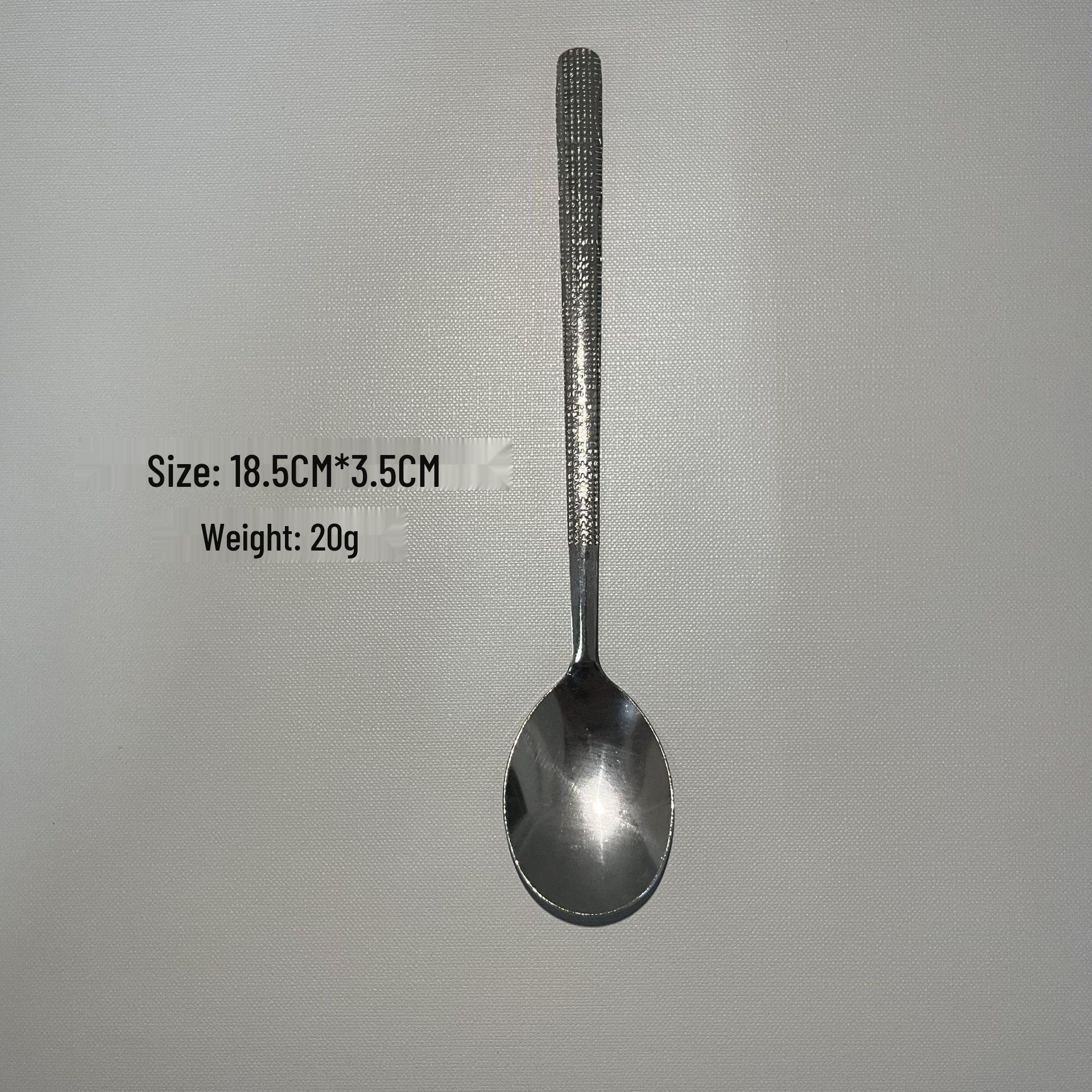 Stainless Steel Hammered Long-Handle Spoon, Stylish Western Cuisine Soup & Teaspoon for Adults