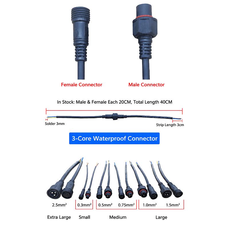 M12 IP67 Waterproof Cable Connector 2-8 Pin Male Female Plug With PVC Wire For Car Motorcycle LED Light Auto Accessories