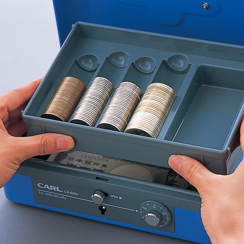 Carl Office Equipment Small Handheld Safe, Cash Box, A6, Blue, CB-8200-B