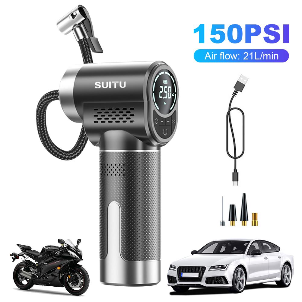 

de 150PSI Cordless Tire Pump Intelligent Digital Display Black Portable Air Pump