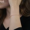 EFFIE QUEEN 925 Pure Silver Rose Gold Round Pearl Beads Ball Chain Bracelet Natural Jewelry for Women Wedding Party Gift GPB49