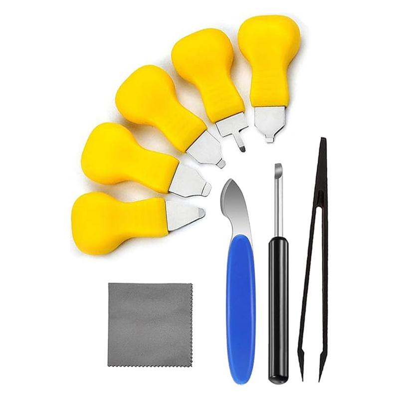 Инструмент для снятия задней крышки часов, Набор из 9 инструментов для замены батарейки в часах, Инструменты-открывашки и антистатический пинцет