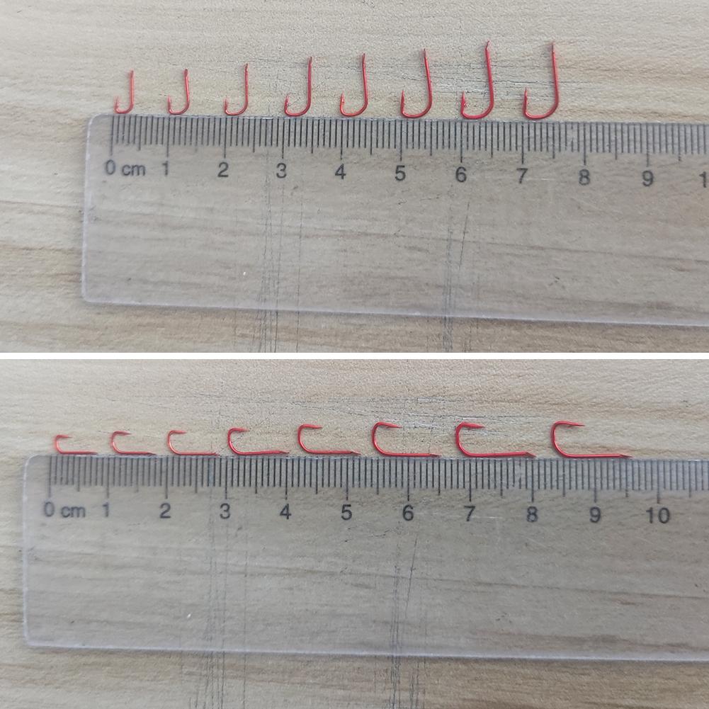 100pieces Red Fishing Hooks Live-Bait Hook High Carbon Steel Fishhook Fly Tying Hooks Carp Fishing Hook