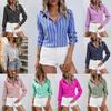 2024 Women's Fashion Striped Loose Fit Long Sleeve Shirt