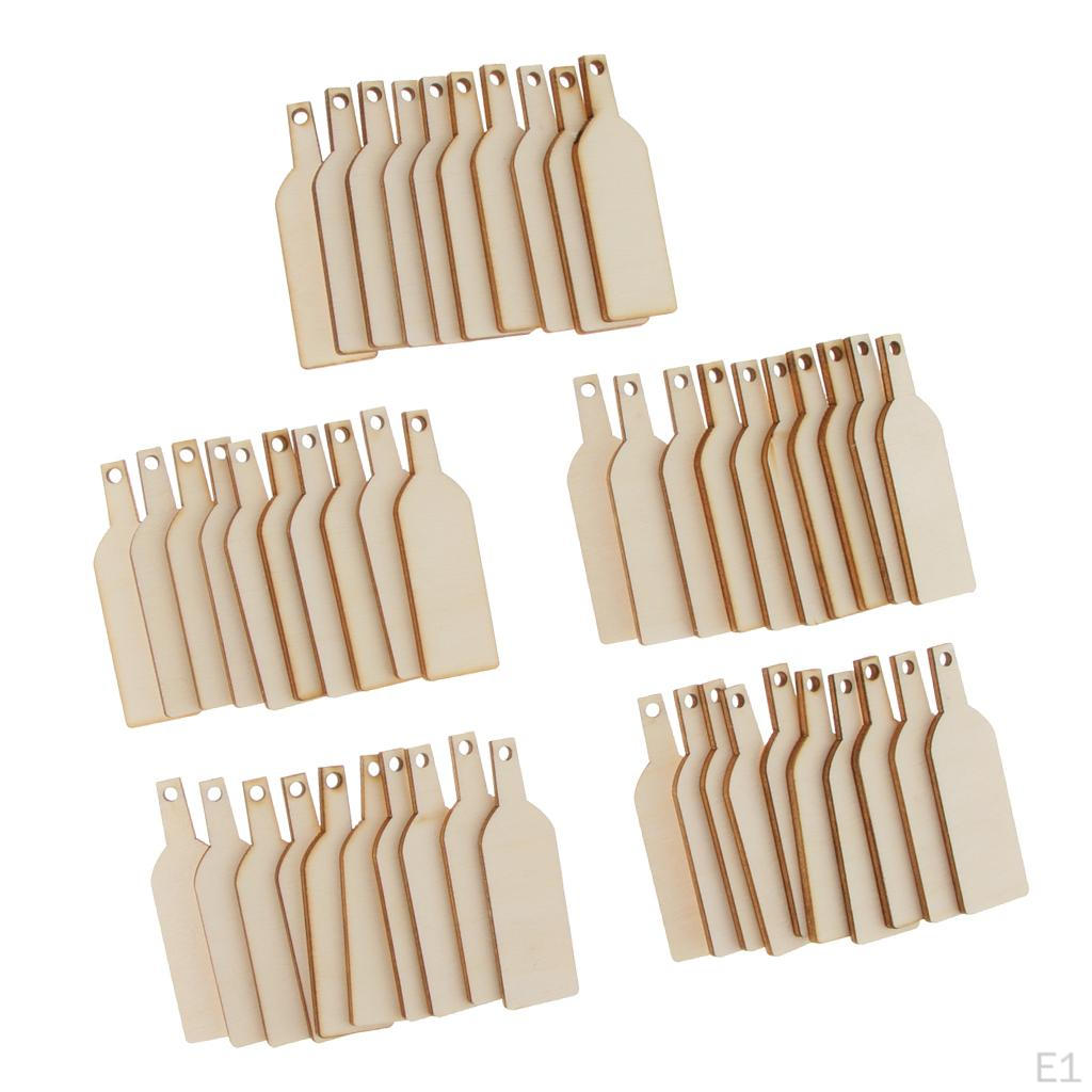 Pieces of 50 Unpainted Bottle Wooden Present Gift Tags Labels Plaque