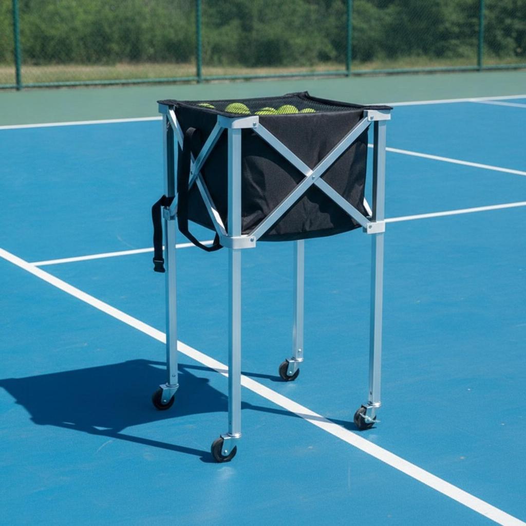 Ball Basket Waterproof Foldable Tennis Cart with Wheels Space-Saving
