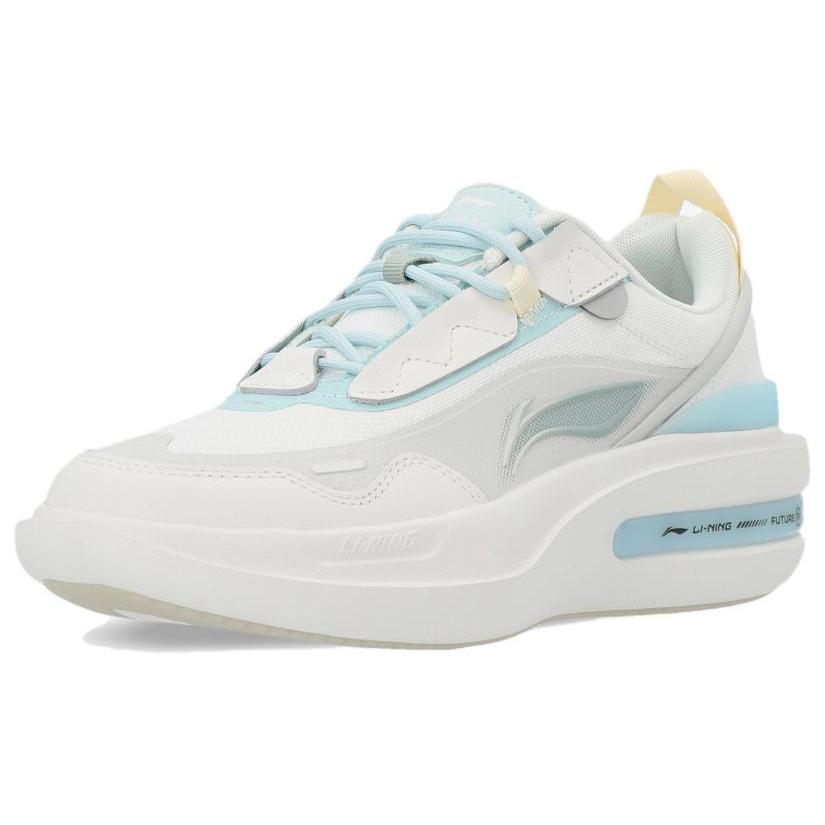 Li Ning Future R1 Abrasion Resistant Breathable Low top Skateboard Shoes Women's White Blue AGLT016-4